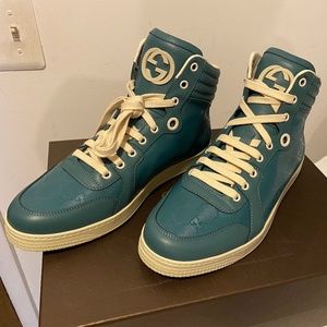 Gucci Mens High Top Teal Shoes